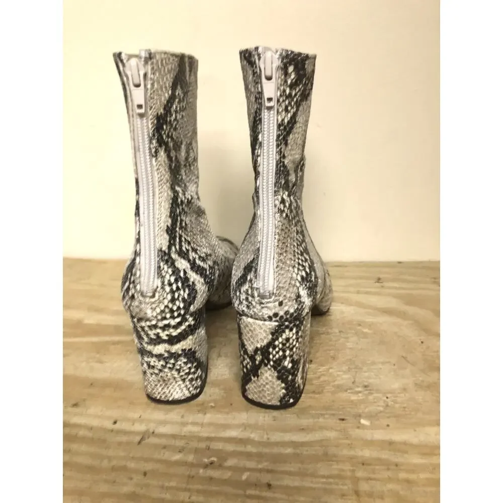 Free People Boots 10 Brown Snake Print Leather Cecile Ankle bootie Boho